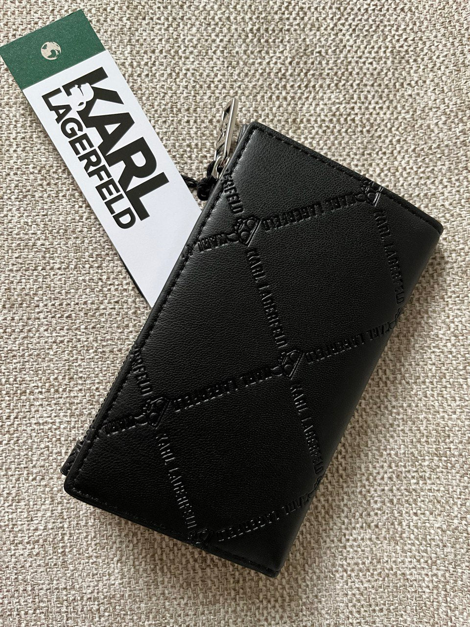 Karl Lagerfeld Quilted Logo Wallet with Pink Cartoon Print – Black Edition