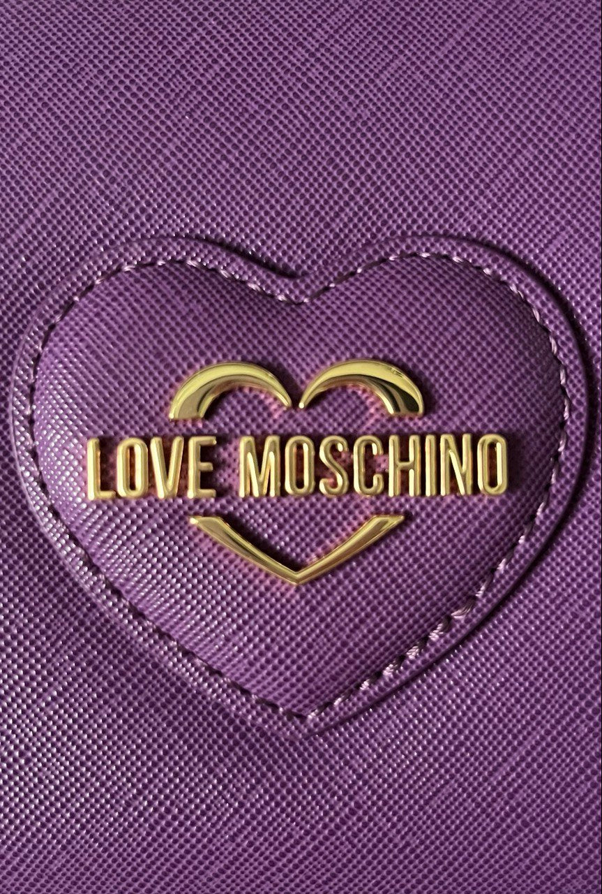 Love Moschino Purple Saffiano Wallet Clutch – Gold Heart Logo