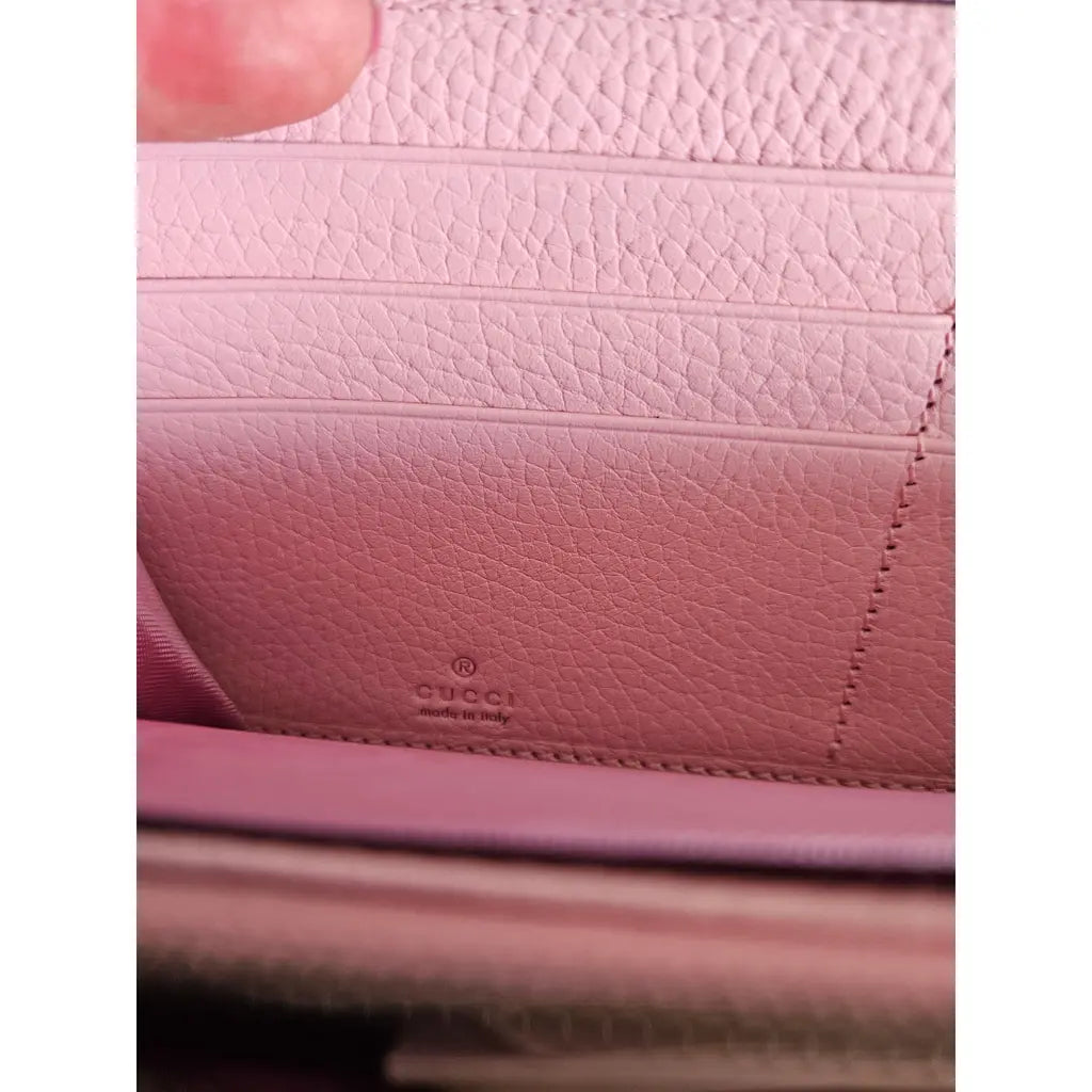 Gucci Pink Leather Continental Wallet – Bamboo Zip Detail