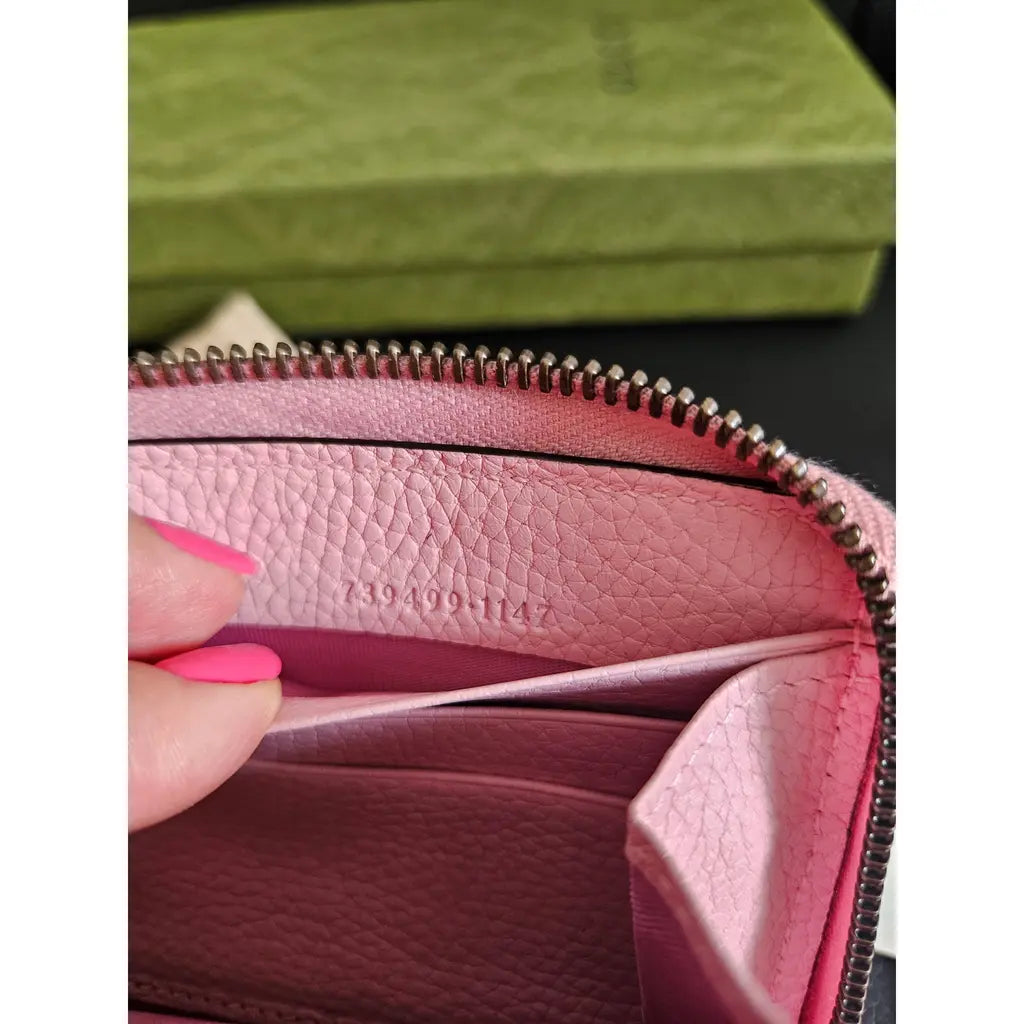 Gucci Pink Leather Continental Wallet – Bamboo Zip Detail