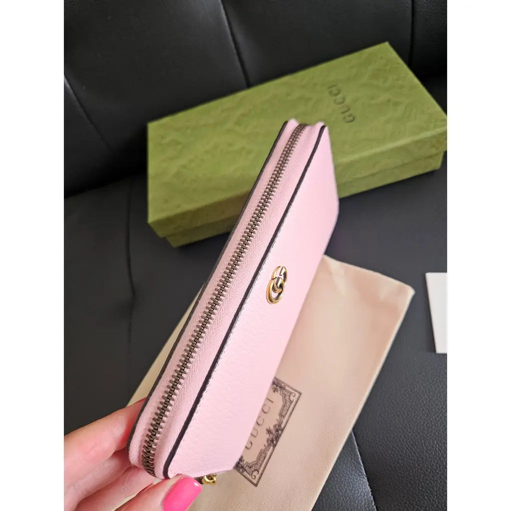 Gucci Pink Leather Continental Wallet – Bamboo Zip Detail